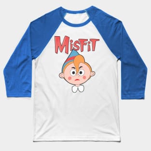 Misfit Elf 1 Blue and Red Baseball T-Shirt